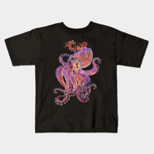 Psychedelic Purple Deep Sea Kraken Kids T-Shirt